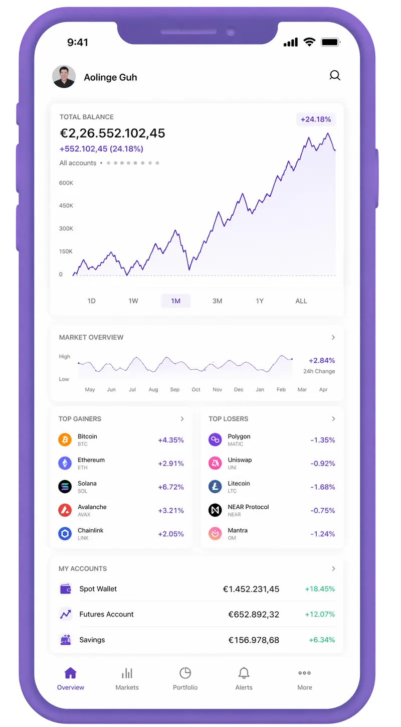 François Lenglet mobile app showing portfolio overview